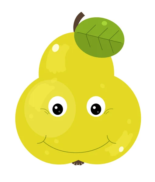 Tecknad Frukt Päron Vit Bakgrund Leende Illustration För Barn — Stockfoto