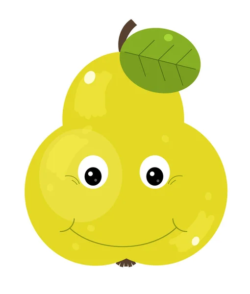 cartoon fruit pear on white background smiling - illustration for children