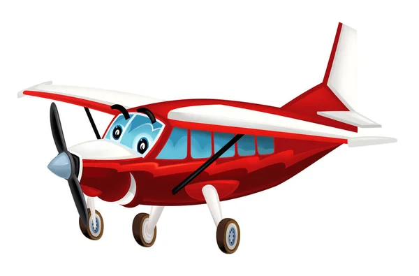 Dessin Animé Avion Heureux Machine Sur Fond Blanc Illustration Pour — Photo