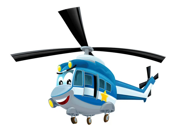 Cartoon Gelukkig Helikopter Machine Witte Achtergrond Illustratie Voor Kinderen — Stockfoto