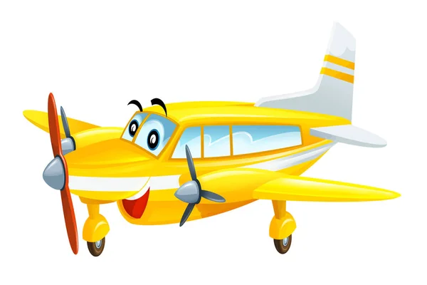 Desenhos Animados Máquina Avião Feliz Fundo Branco Ilustração Para Crianças — Fotografia de Stock