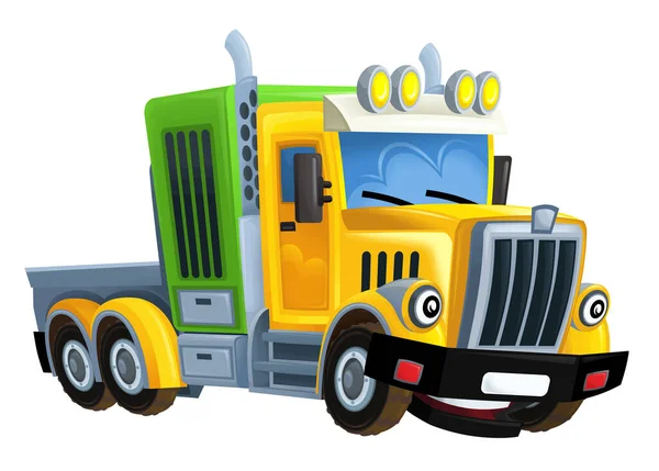 Cartoon Scene Met Lading Vrachtwagen Auto Witte Achtergrond Illustratie Voor — Stockfoto