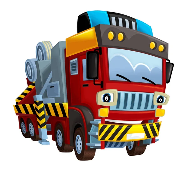 Cartoon Scene Fireman Tow Truck Car White Background Illustration Children — Stock Photo, Image