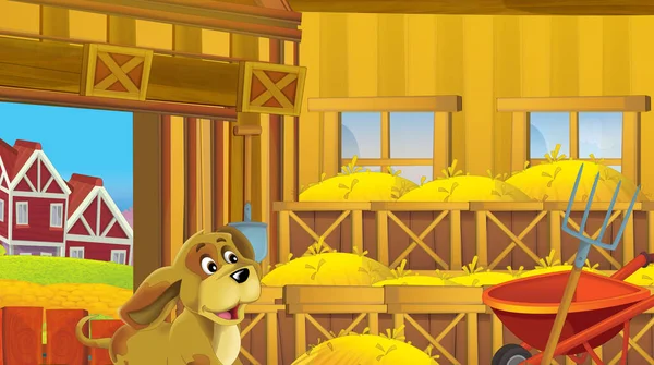 鶏と卵のための木製の鶏小屋と漫画のシーン 子供たちのための明るいイラスト — ストック写真