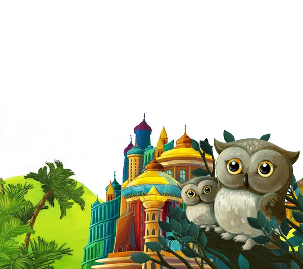 Cena Dos Desenhos Animados Com Belos Castelos Medievais Reino Extremo — Fotografia de Stock