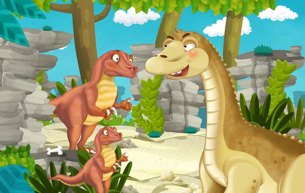 공룡과 아이들을 — 스톡 사진