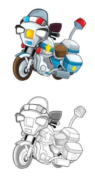 Disegno Cartone Animato Moto Della Polizia Sfondo Bianco Illustrazione Bambini — Foto Stock