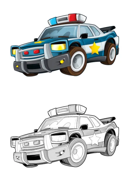 Dessin Animé Police Moto Sur Fond Blanc Illustration Pour Enfants — Photo