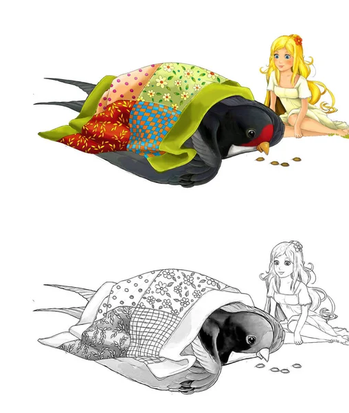 Personaje Femenino Cuento Hadas Dibujos Animados Pequeña Niña Elfa Volando — Foto de Stock
