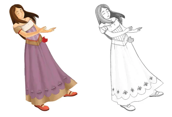 Cartoon Sketch Scene Beautiful Princess White Background Illustration Children — Stock Photo, Image