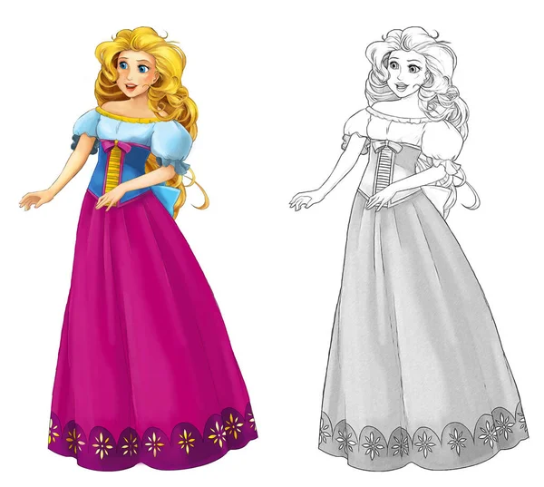 Cartoon Sketch Scene Princess White Background Illustration Children — Stock Photo, Image