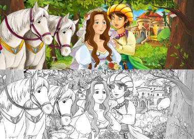 Karikatür çizimi. Orman Bahçesi 'nde çocuklar için çizim yapan prenses.