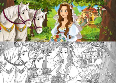 Karikatür çizimi. Orman Bahçesi 'nde çocuklar için çizim yapan prenses.