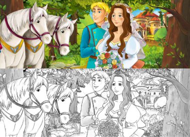 Karikatür çizimi. Orman Bahçesi 'nde çocuklar için çizim yapan prenses.