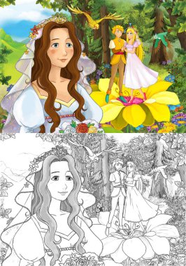 Karikatür çizimi. Orman Bahçesi 'nde çocuklar için çizim yapan prenses.