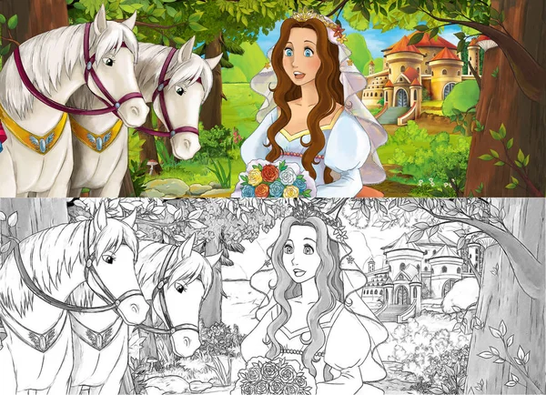 Karikatür çizimi. Orman Bahçesi 'nde çocuklar için çizim yapan prenses.