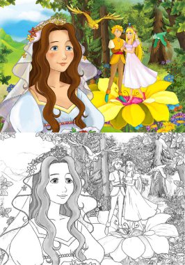 Karikatür çizimi. Orman Bahçesi 'nde çocuklar için çizim yapan prenses.