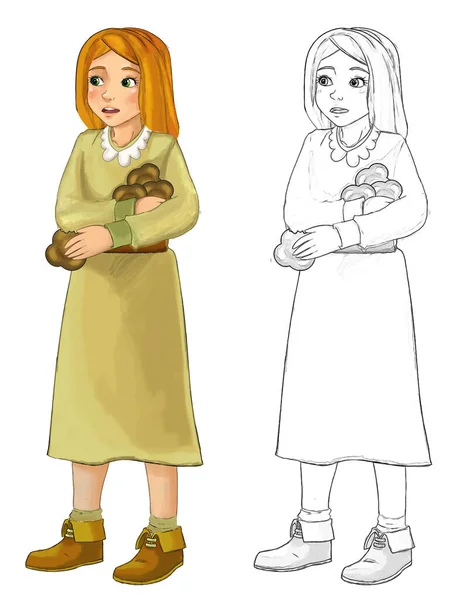 Cartoon Sketch Scene Princess White Background Illustration Children — Stock Photo, Image