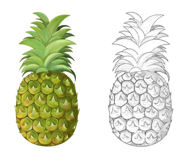 Ananas Cartone Animato Sfondo Bianco Illustrazione Bambini — Foto Stock