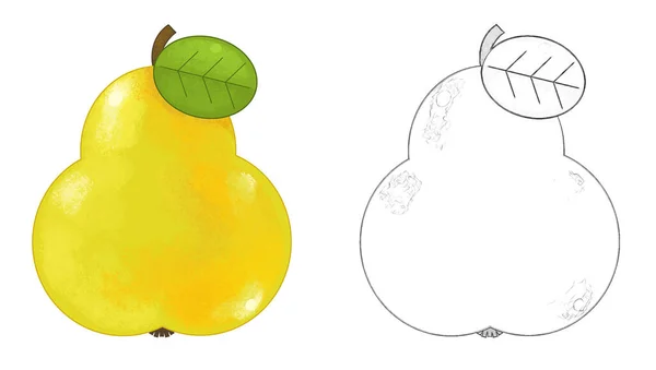 Poire Aux Fruits Dessin Animé Sur Fond Blanc Illustration Pour — Photo