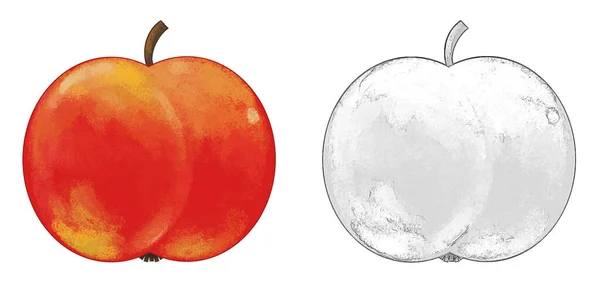 Fruit Dessin Animé Pomme Sur Fond Blanc Illustration Pour Les — Photo