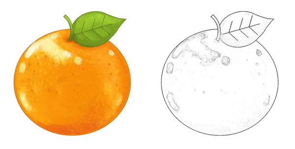 Fruta Dibujos Animados Naranja Sobre Fondo Blanco Ilustración Para Niños — Foto de Stock