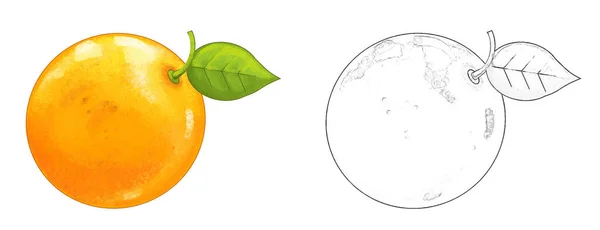 Rajzfilm Gyümölcs Narancs Fehér Háttér Illusztráció Gyerekeknek — Stock Fotó