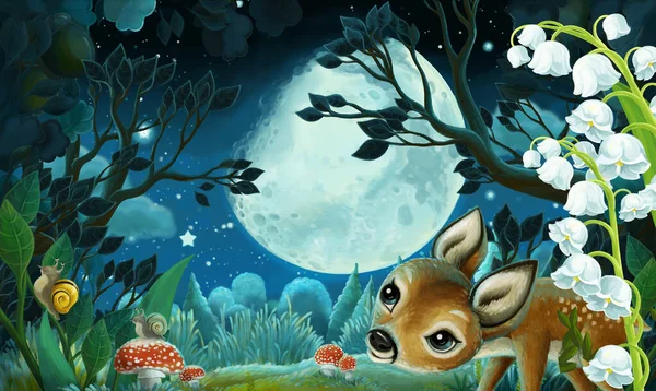 Cartoon Image Forest Night Illustration Children — Stock Photo, Image