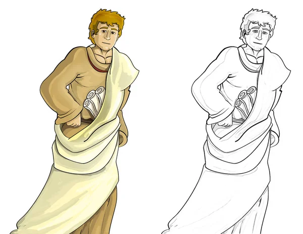 Zeichentricksketch Szene Mit Römischen Oder Griechischen Antiken Charakteren Krieger Oder — Stockfoto