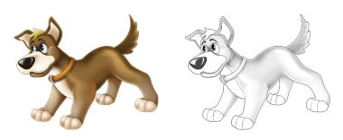 Çizimli komik çiftlik köpeği. Çocuklar için çizim.