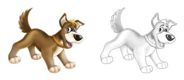Çizimli komik çiftlik köpeği. Çocuklar için çizim.