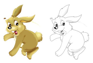 Çizgi film mutlu çiftlik hayvanı neşeli çiftlik tavşanı çocuklar için çizim çizimi ile