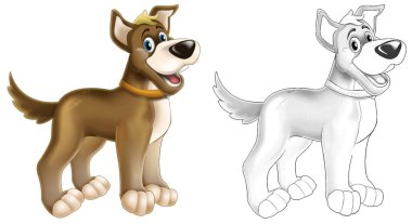 Çizimli komik çiftlik köpeği. Çocuklar için çizim.