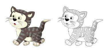 Çizimli komik çiftlik hayvanı kedi çizgi filmi - çocuklar için çizim