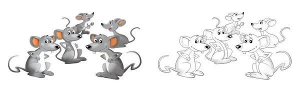 与快乐农场老鼠的卡通场景 附有儿童小品插图 — 图库照片