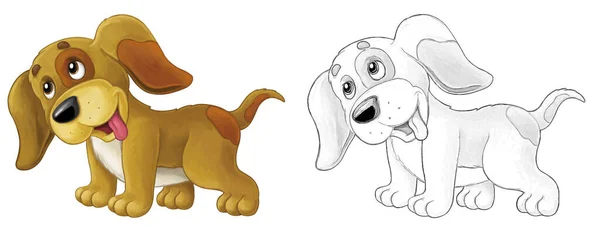 Zeichentrickskizze Glücklicher Hund Springt Und Sieht Künstlerischer Stil Illustration Für — Stockfoto