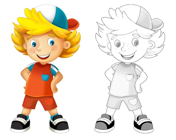 Cartoon Sketch Scene Child Boy White Background Illustration Children — Stock Photo, Image