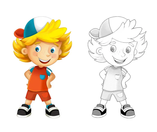 Cartoon Sketch Scene Child Boy White Background Illustration Children — Stock Photo, Image