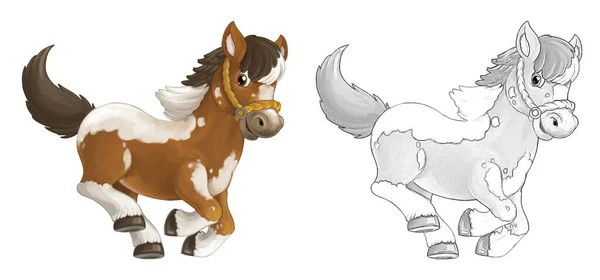 Desenhos Animados Cena Com Cavalo Está Sorrindo Olhando Estilo Artístico — Fotografia de Stock