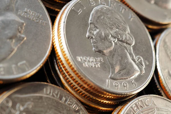 Stapelweise Amerikanische Cent Münzen Großaufnahme Illustration Für Nachrichten Über Die — Stockfoto
