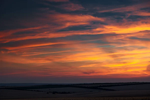 Beautiful Sunset Whetaen Field Colorful Sky Clouds — Stock Photo, Image