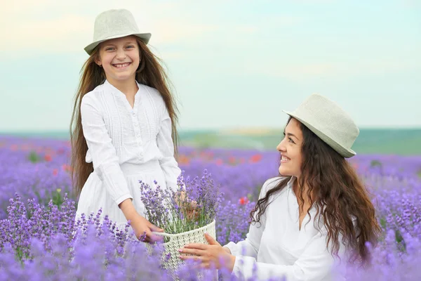 Young Woman Girl Lavender Field Beautiful Summer Landscape Red Poppy — Stock Photo, Image