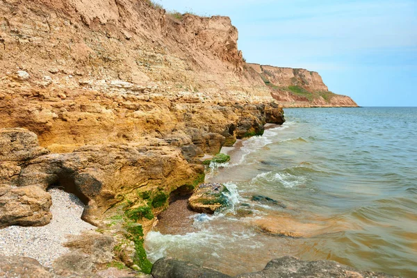 Hermoso Paisaje Marino Primer Plano Piedra Playa Costa Del Mar — Foto de Stock