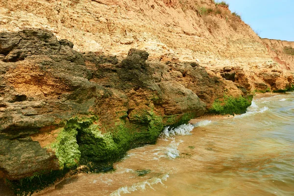 Hermoso Paisaje Marino Primer Plano Piedra Playa Costa Del Mar — Foto de Stock