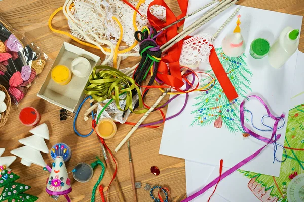 Handmade Decorations New Year Other Holidays Artwork Workplace Creative Accessories — Stock Photo, Image