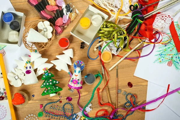 Las Decoraciones Hechas Mano Para Nuevo Año Otras Fiestas Artwork — Foto de Stock