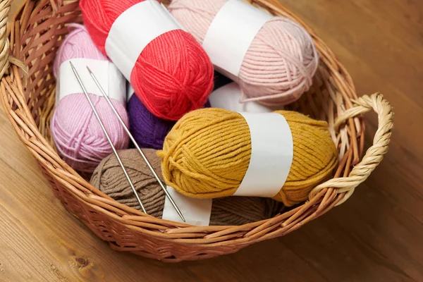 Knitting Yarn Balls And Needles In Basket On A White Background Stock  Photo, Picture and Royalty Free Image. Image 16977357.