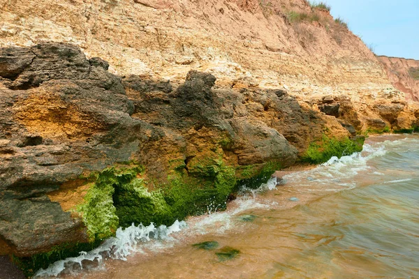 Hermoso Paisaje Marino Primer Plano Piedra Playa Costa Del Mar — Foto de Stock