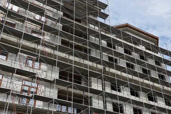 New Building Construction Scaffolding Concrete — Stock Photo, Image