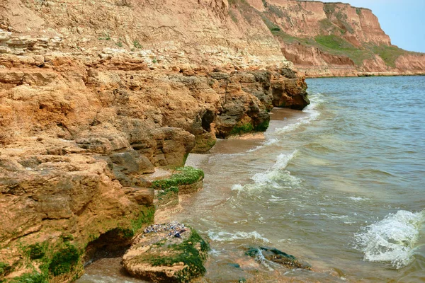 Hermoso Paisaje Marino Primer Plano Piedra Playa Costa Del Mar —  Fotos de Stock